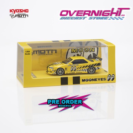 - PREORDER - Kyosho MOTN Nissan Skyline GT-R R34 Mooneyes 2 2026 - con LED - Escala 1/64 07134LM2