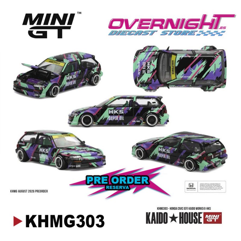 - PREORDER - Mini GT Kaido House Honda Civic EF Kaido Works HKS Escala 1/64 KHMG303