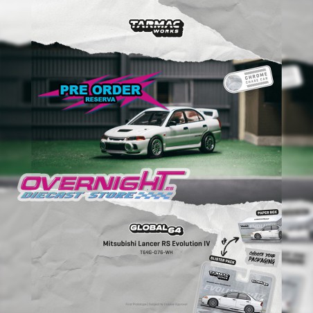 - PREORDER - Tarmac Works Mitsubishi Lancer RS Evolution IV White 1996 - Escala 1/64 T64G-076-WH