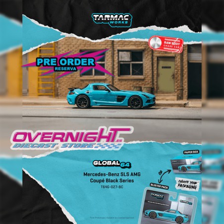 - PREORDER - Tarmac Works Mercedes-Benz SLS Black Series Baby Blue Mat 2012  - Escala 1/64 T64G-027-BC
