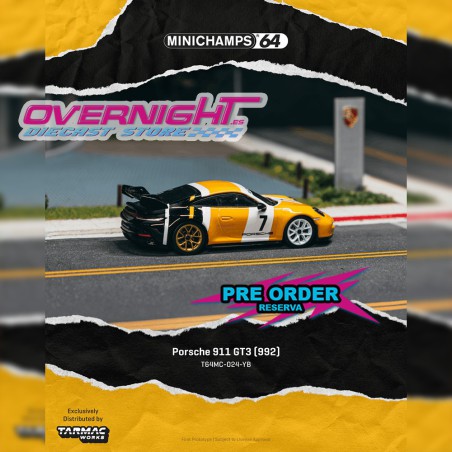 - PREORDER - Tarmac Works Porsche 911 (992) Black & Yellow GT3 2022 - Escala 1/64 T64MC-024-YB