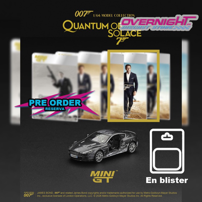 - PREORDER -  Mini GT Aston Martin DBS Quantum Of Solace 2008 - blister en español - Escala 1/64 MGT00924-007S