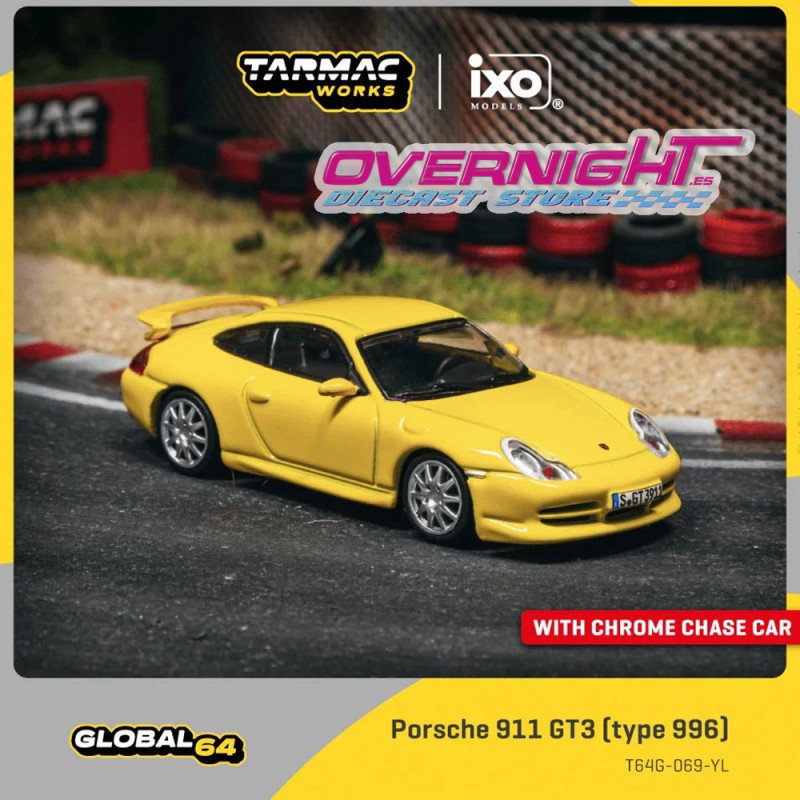 Tarmac Works Porsche 911 Gt3 Type 996 amarillo Escala 1/64 T64G-069-YL