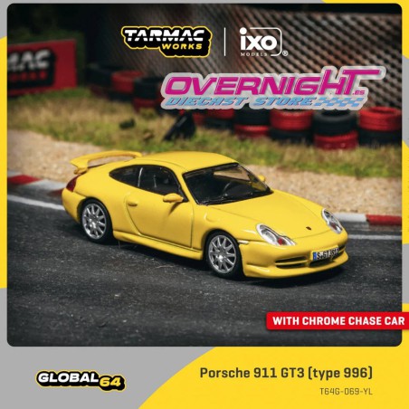 Tarmac Works Porsche 911 Gt3 Type 996 amarillo Escala 1/64 T64G-069-YL