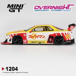 Mini GT Nissan GTR (R34) LB-Super Silhouette Skyline Suppaiman Okinawa 2025 Escala 1/64 MGT01204-R