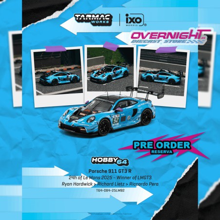 -PREORDER - Tarmac Works Porsche 991 (992) Gt3 R n92 Ryan Hardwick 24h Of Le Mans Cat Winner 2025 Escala 1/64 T64-084-25LM92
