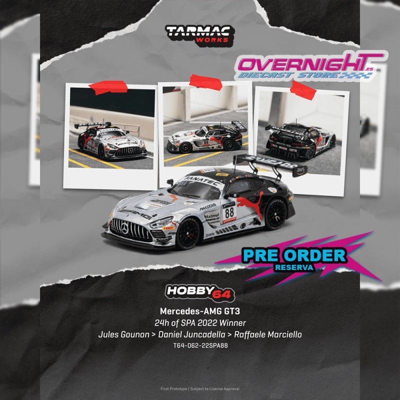 -PREORDER - Tarmac Works Mercedes-Benz AMG GT GT3 n88 Jules Gounon 24h Of Spa Winner 2022 Escala 1/64 T64-062-22SPA88