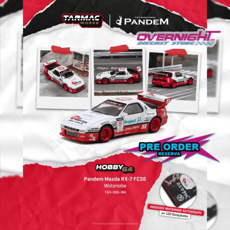 -PREORDER - Tarmac Works Mazda Rx-7 (Fc3s) Pandem Masashi Watanabe 2026 Escala 1/64 T64-066-WA