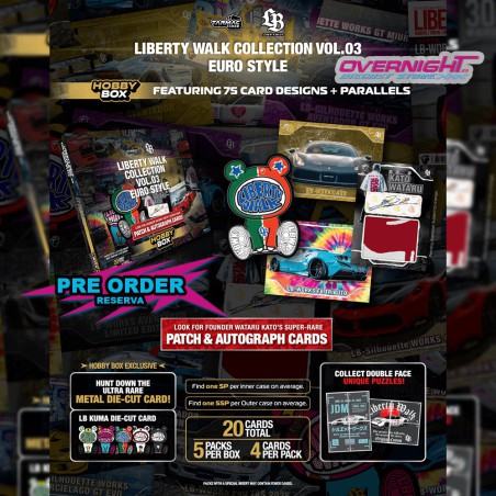 -PREORDER - Tarmac Works Tarmac Cards Liberty Walk Collection Vol03 Euro Style 2027 - Hobby Box CAJA -TC-LBC-H03