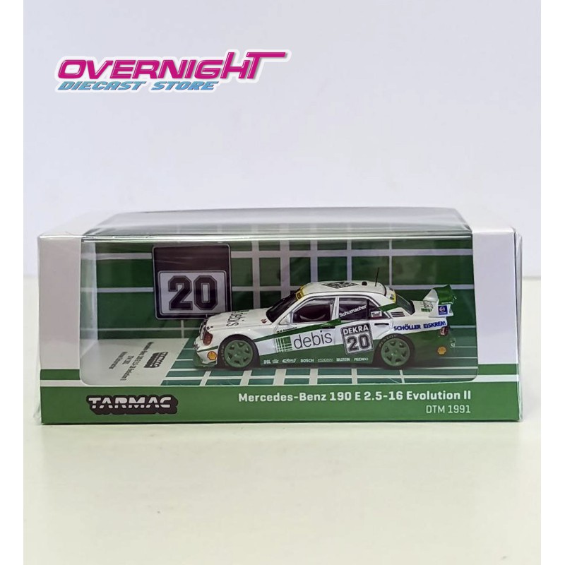 1991 Mercedes Benz 190 E 2.5-16 Evolution II n20 Michael Schumacher Dtm, White/Green - Tarmac Works - Escala 1/64