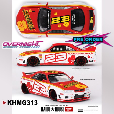 Mini GT Kaido House Nissan Skyline Gtr (R33) Kaido Stock Car V1 1995 - Escala 1/64 - KHMG313