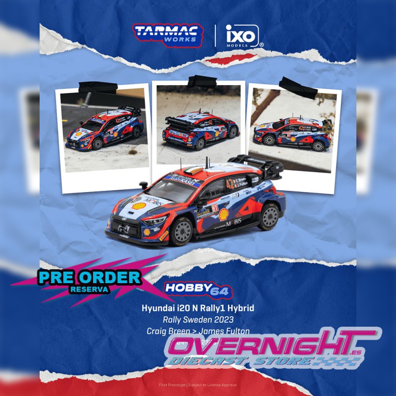 Tarmac Works Hyundai I20n Rally1 Hybrid n42 Craig Breen Rally Sweden 2023 - Escala 1/64 T64-089-23RS42