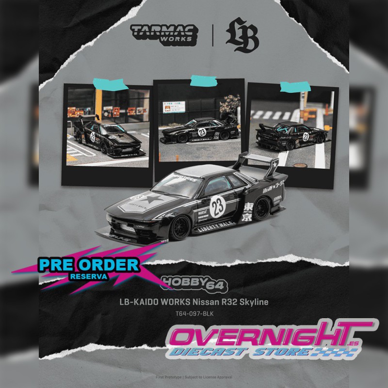 Tarmac Works Nissan Skyline (R32) Lb - Kaido Works Black 2025 - Escala 1/64 T64-097-BLK
