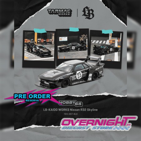 Tarmac Works Nissan Skyline (R32) Lb - Kaido Works Black 2025 - Escala 1/64 T64-097-BLK