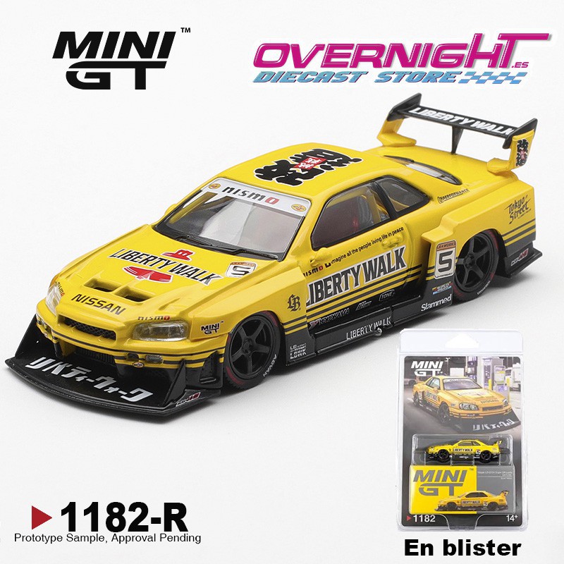 Mini GT NISSAN GTR (R34) SKYLINE SUPER SILHOUETTE SPORT YELLOW 2025 MGT01182-BL