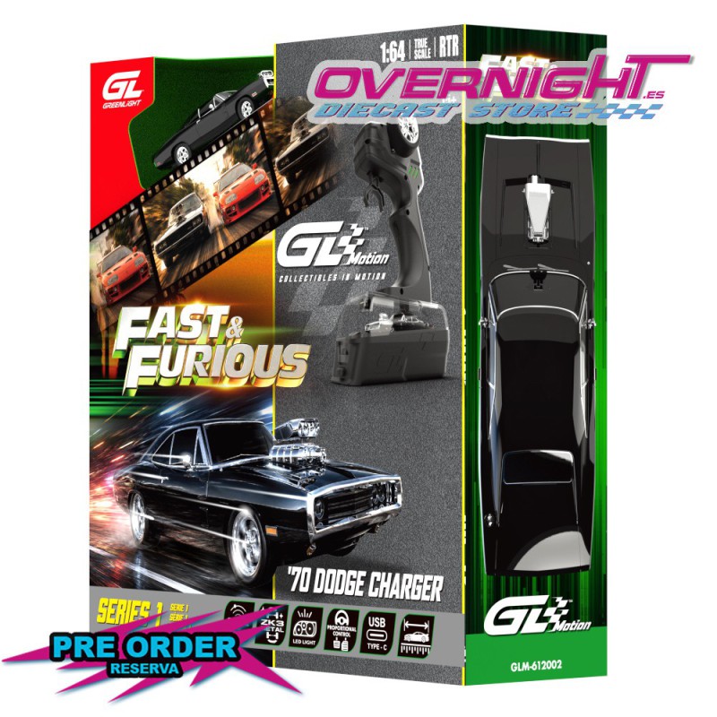 Greenlight GL Motion Dodge Charger 1970 The Fast & The Furious Combo Set - RC Escala 1/64 con mando GLM-INT-613052
