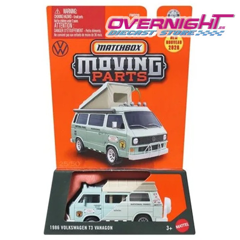Matchbox Moving Parts 1986 Volkswagen T3 Vanagon Escala 1/64 JHV32