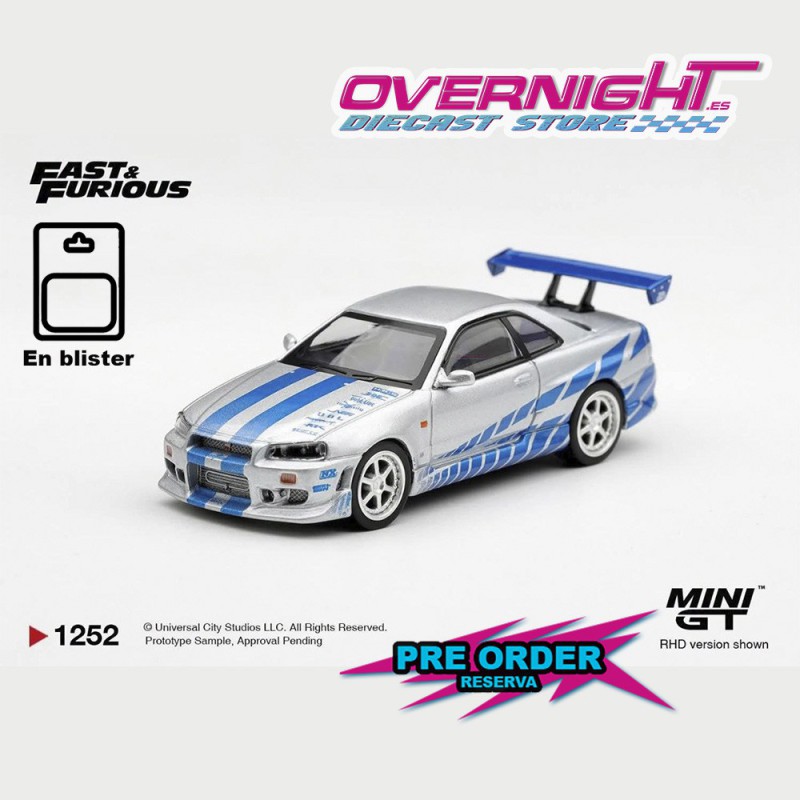 Mini GT Nissan Skyline GT-R C-West 2 Fast 2 Furious - Brian O'Conner - Escala 1/64 en blister MGT01252-BL