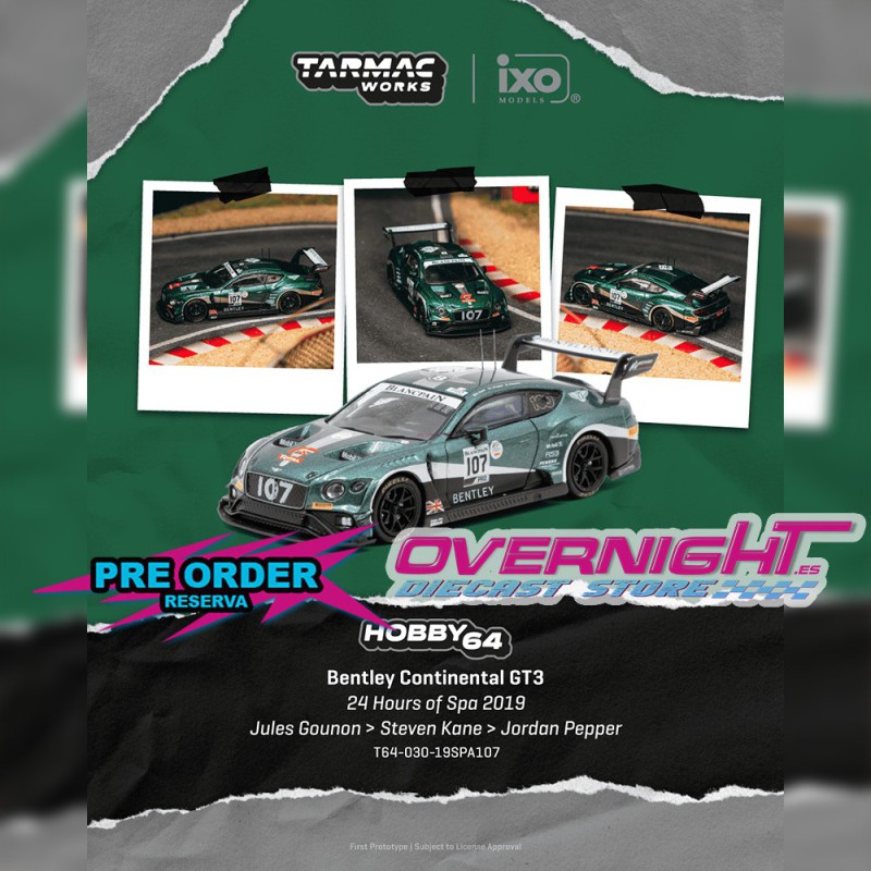 Tarmac Works Bentley Continental Gt3 n107 Jules Gounon 24 Hours Of Spa 2019 - Escala 1/64 T64-030-19SPA107