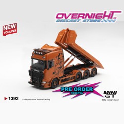 Mini GT Scania 770s B8X4NA Hooklift Flatbed Naranja 2025 - Escala 1/64 - MGT01392-L