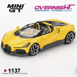 Mini GT Bugatti W16 Mistral Yellow 2023 Escala 1/64 MGT01137-L