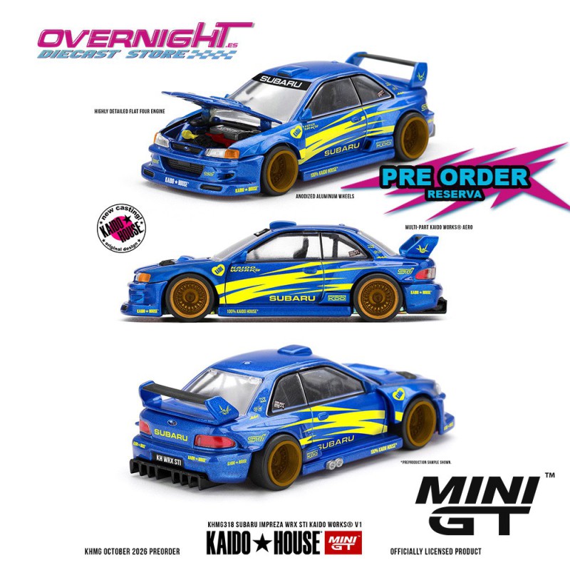 Mini GT Kaido House Subaru Impreza WRX STI Kaido Works V1 1998 - Escala 1/64 - KHMG318