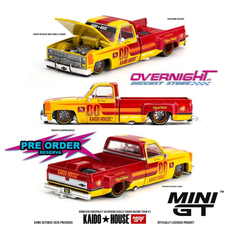 Mini GT Kaido House Chevrolet Silverado Dually Kaido Racing Team V1 1980 - Escala 1/64 - KHMG320