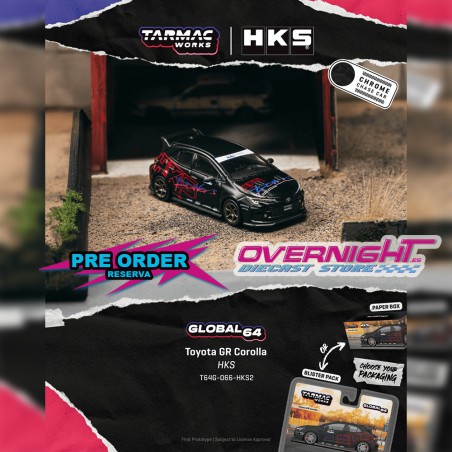 Tarmac Works Toyota Corolla GR HKS Chrome Black 2025 - Escala 1/64 T64G-066-HKS2