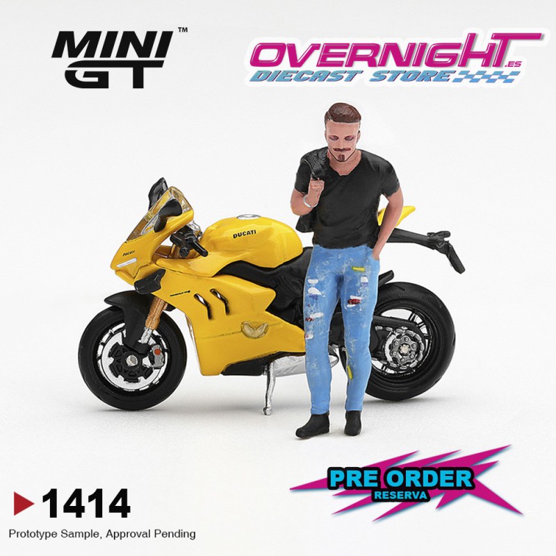 Mini GT Ducati Panigale V4 S Giallo con figura - Escala 1/64 - MGT01414-L