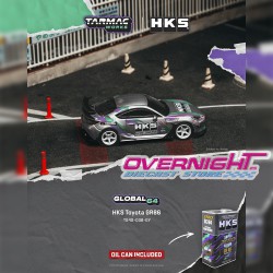 Tarmac Works Toyota GR86 gris presentado en lata HKS Escala 1/64 T64G-038-GY