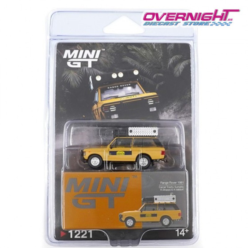 Mini GT Land Rover Range Rover Camel Trophy K.Stoppa A.Valldorf Sumatra 1981 en blister Escala 1/64 MGT01221-BL