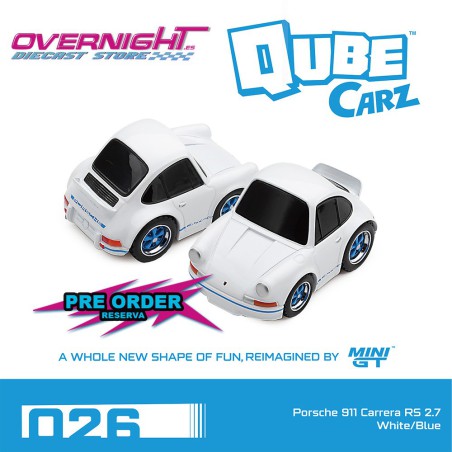 - PREORDER - Mini GT Qube Carz Porsche 911 Carrera RS 2.7 White/Blue 2026 – Blister QZ00701-BL
