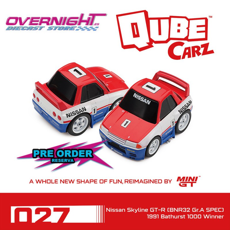 - PREORDER - Mini GT Qube Carz Nissan GT-R (R32) Gr.A SPEC Bathurst 1000 Winner 1991 – Blister QZ01401-BL
