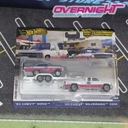 Hot Wheels Team Transport Chevy Nova y Chevy Silverado con remolque