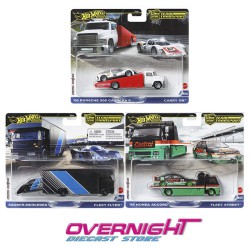 Hot Wheels Premium Team Transport set de 3 camiones con vehículo - Honda Accord - Porsche 906 Carrera - Sauber C9