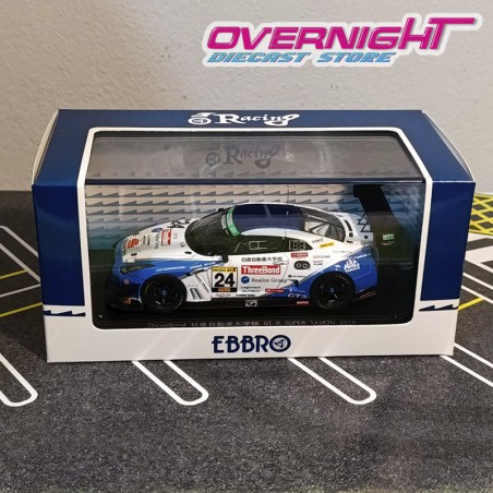 Ebbro Threebond Nissan Automobile College Gt-R  Super Taikyu N24 Y Uchida/M Fujii/K Hiramine, blanco/azul 2018 - Escala 1/43