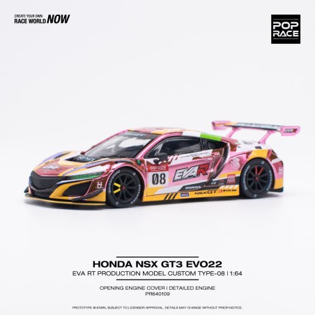 Honda Nsx Gt3 Evo22 Rt Production Model Custom Evangelion Type-08 – Pop Race 64-109 Escala 1/64