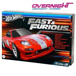 Hot Wheels Fast and Furious Pack 10 coches en caja de cartón con ventana transparente