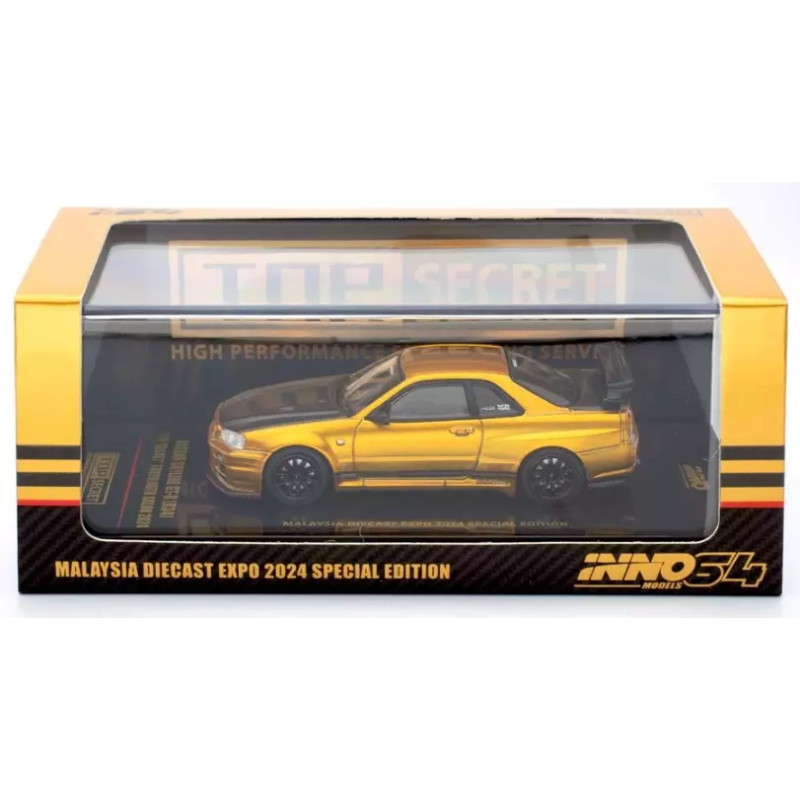 Inno64 Nissan Skyline GT-R R34 Top Secret gold Malaysia Diecast Expo