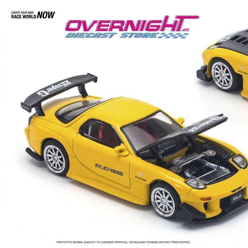 ミニカー POPRACE 1/64 MAZDA RX7 WIDEBODY Pop Race Mazda Rx-7 (Fd3s) Re-Amemiya Widebody amarillo - PR640116