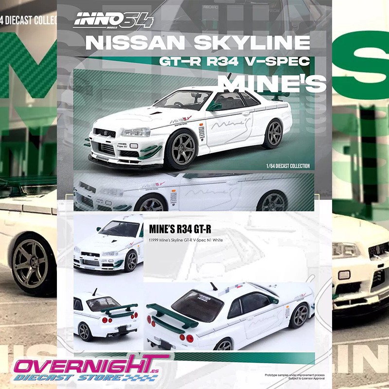 Inno64 Nissan Skyline Gt-R (R34) V-Spec Tuned By Mine S – Blanco y