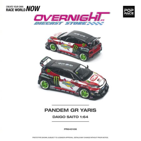 Pop Race Toyota Pandem Gr Yaris Daigo Saito Drift Monster – Escala 1/64 PR640106