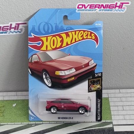 Hot Wheels 88 Honda CR-X rojo – tarjeta larga (esquina doblada)