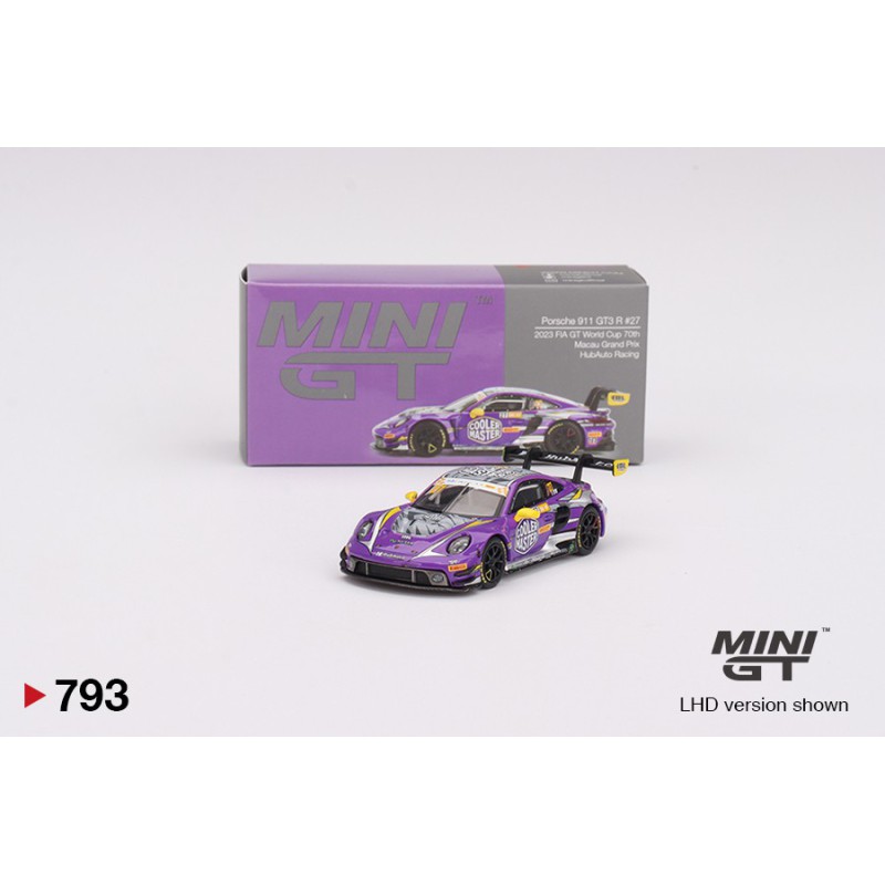 Mini GT Porsche 911 (992) Gt3 R n27 Hubauto Racing 70th Macau GP lila 1/64 MGT00793-L