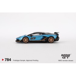 Mini GT Lamborghini Aventador SVJ 64 azul 2023 – 1/64 MGT00784-L
