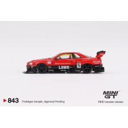 Mini GT Nissan Skyline Gt-R (R34) Super Silhoutte rojo y negro 1/64 MGT00843-R