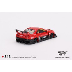 Mini GT Nissan Skyline Gt-R (R34) Super Silhoutte rojo y negro 1/64 MGT00843-R