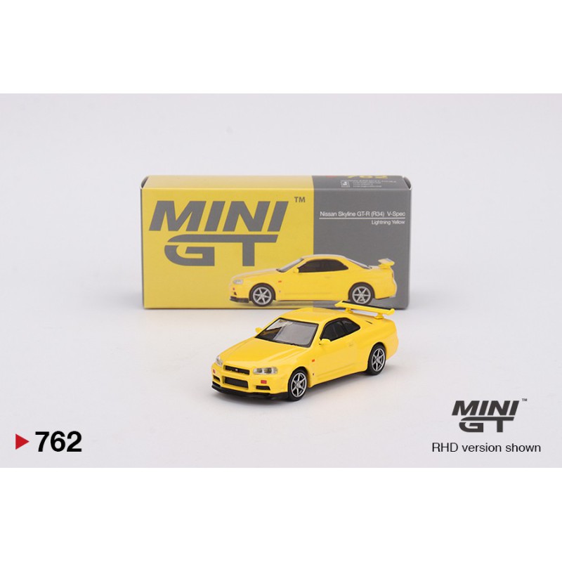Mini GT Nissan Skyline Gt-R (R34) V-Spec Lightning Yellow 1/64 MGT00762-R