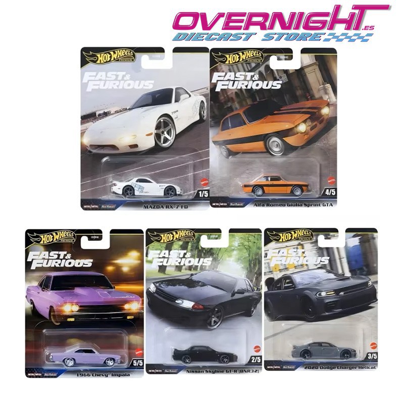 Hot Wheels Premium Fast and Furious 2025 Mix K - Giulia - RX7 - Charger - GTR R32 - Impala HNW46-979K Hot Wheels Premium Fast and Furious 2025 Mix K - Giulia - RX7 - Charger - GTR R32 - Impala HNW46-979K