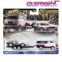 Hot Wheels Team Transport DeLorean DMC12 y Rally Van Hauler JBM35